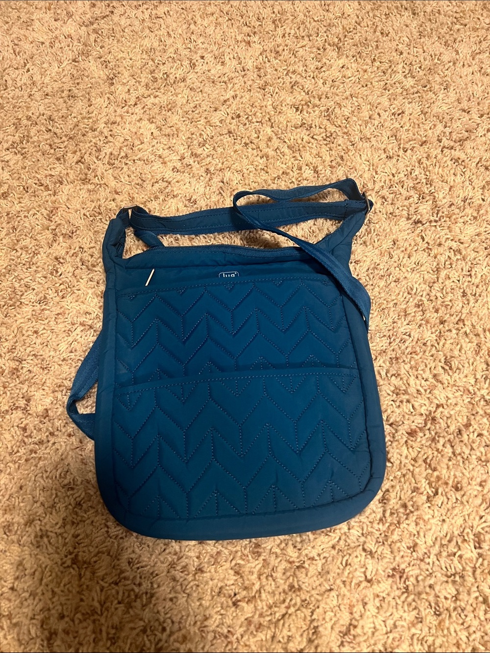 lug Quilted Crossbody Bag in Teal Blue